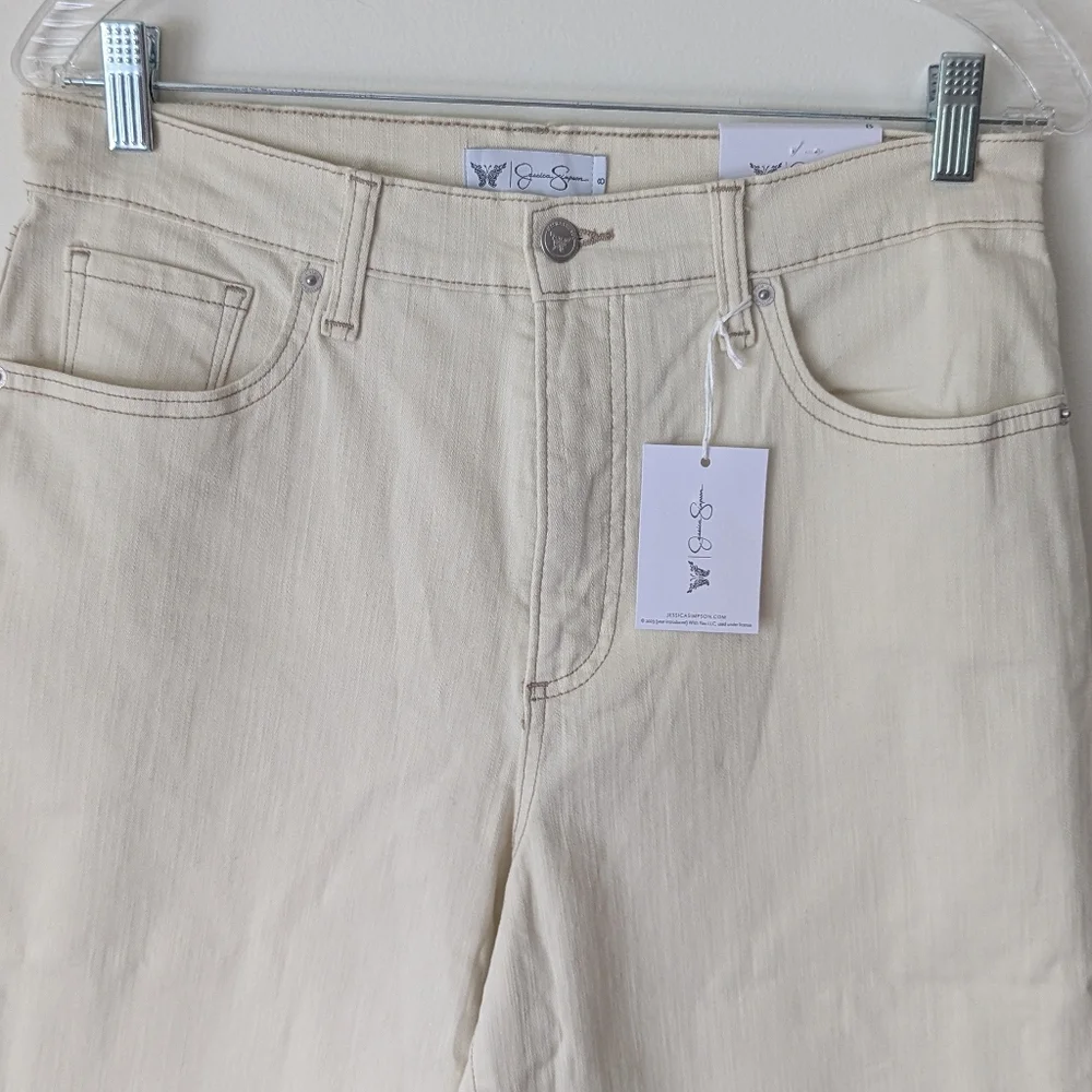 NWT Jessica Simpson Primrose Wide Leg Crop Cream Denim Jeans Size 8 - Picture 2 of 10